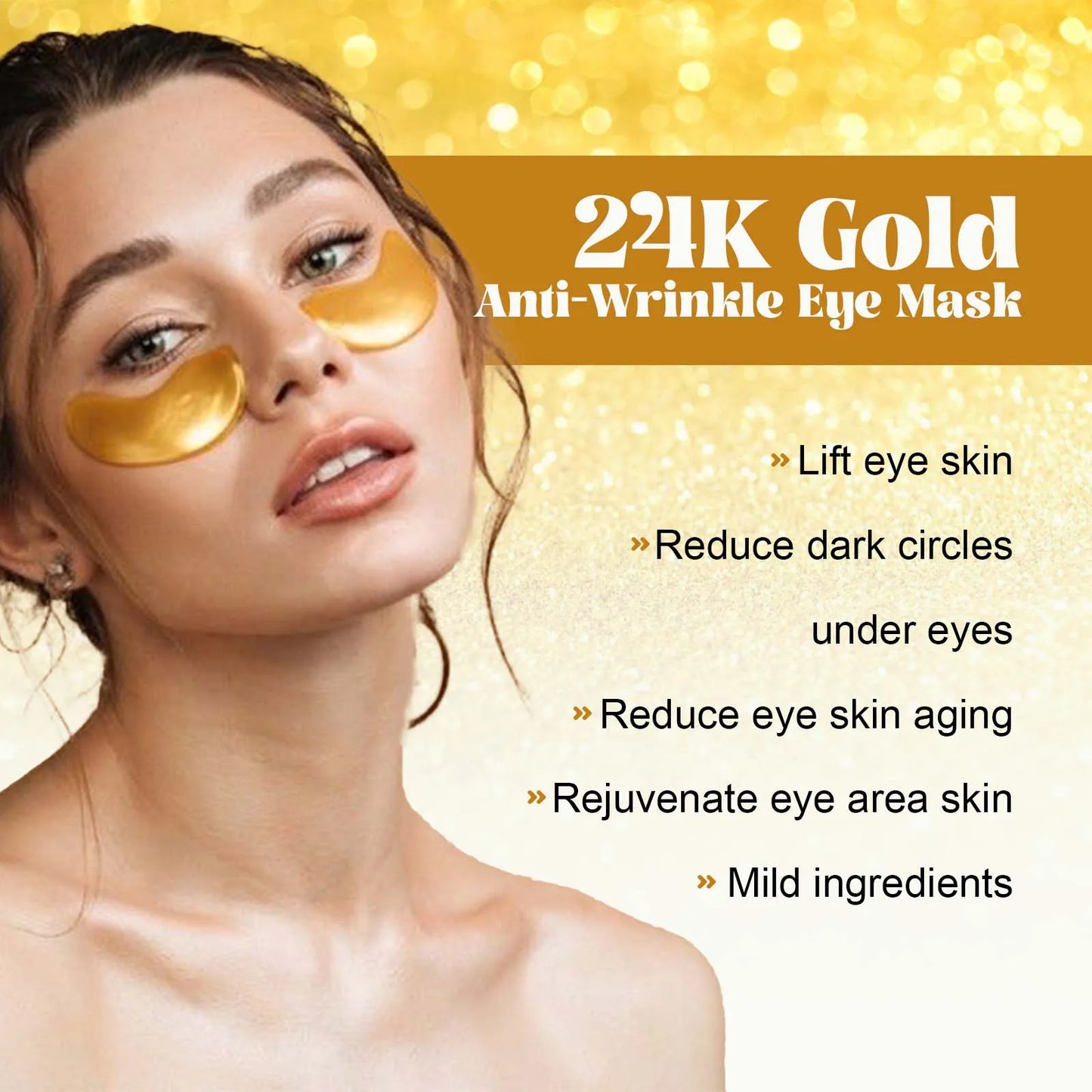 24K Gold Hydrating Eye Mask – 60 Pcs