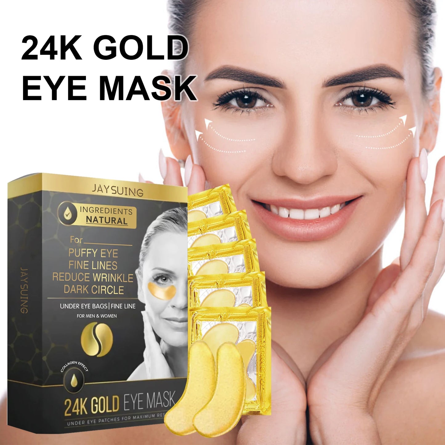 24K Gold Eye Mask for Dark Circles 5 Pairs
