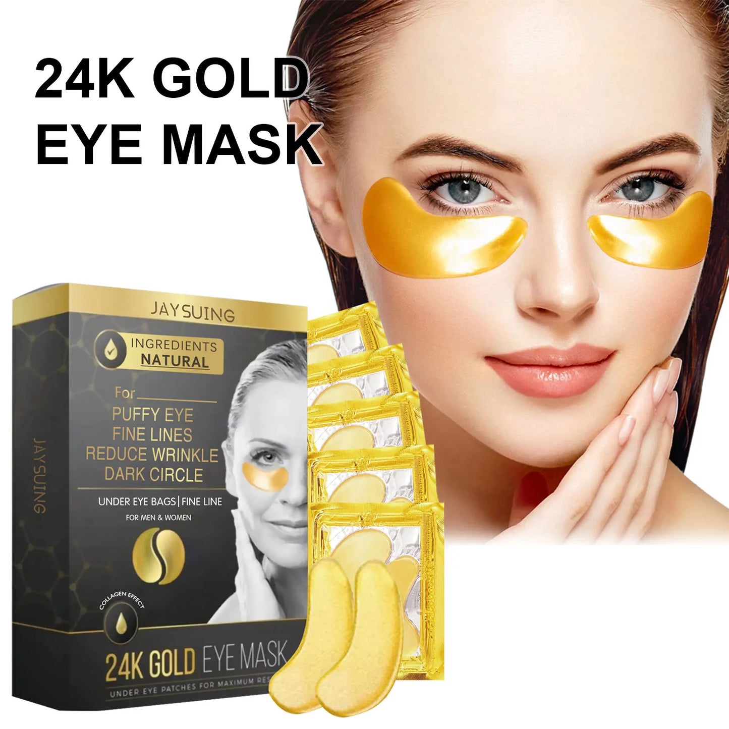 24K Gold Eye Mask for Dark Circles 5 Pairs