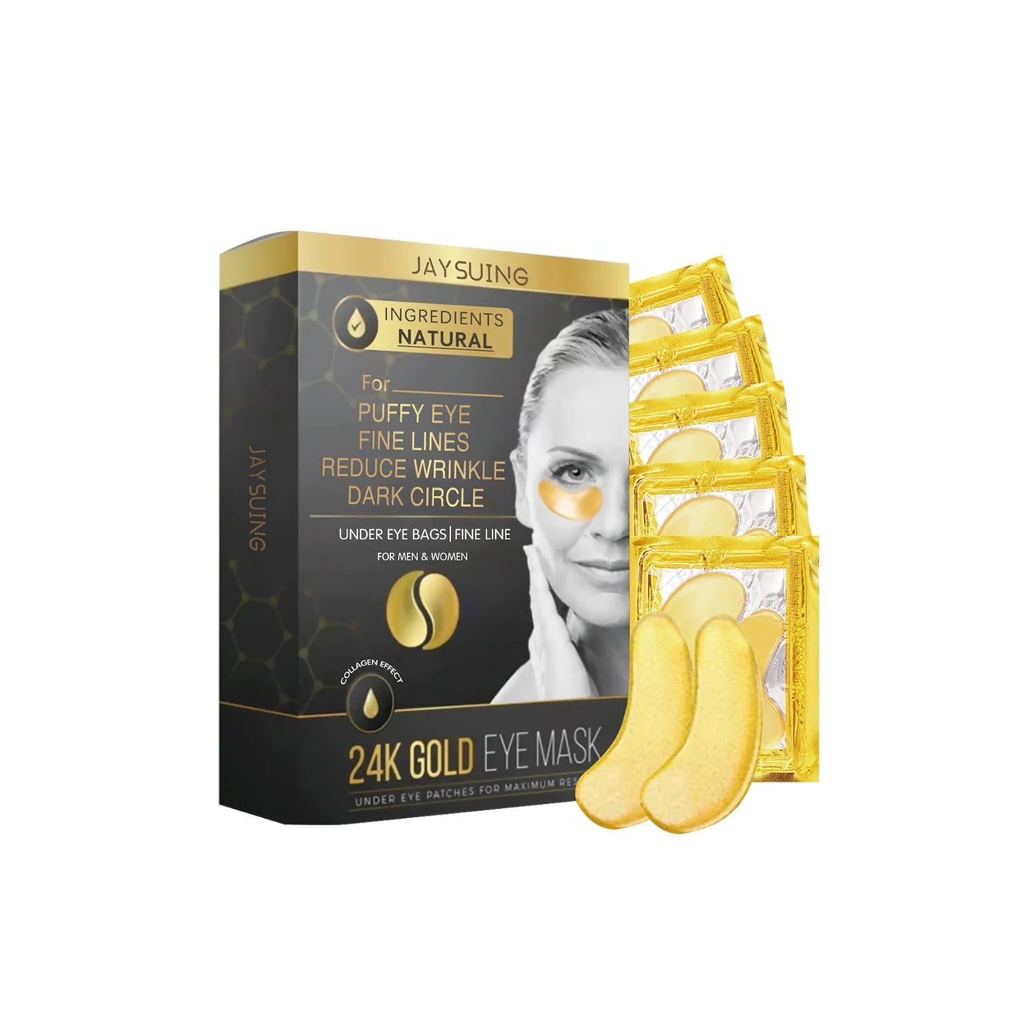 24K Gold Eye Mask for Dark Circles 5 Pairs