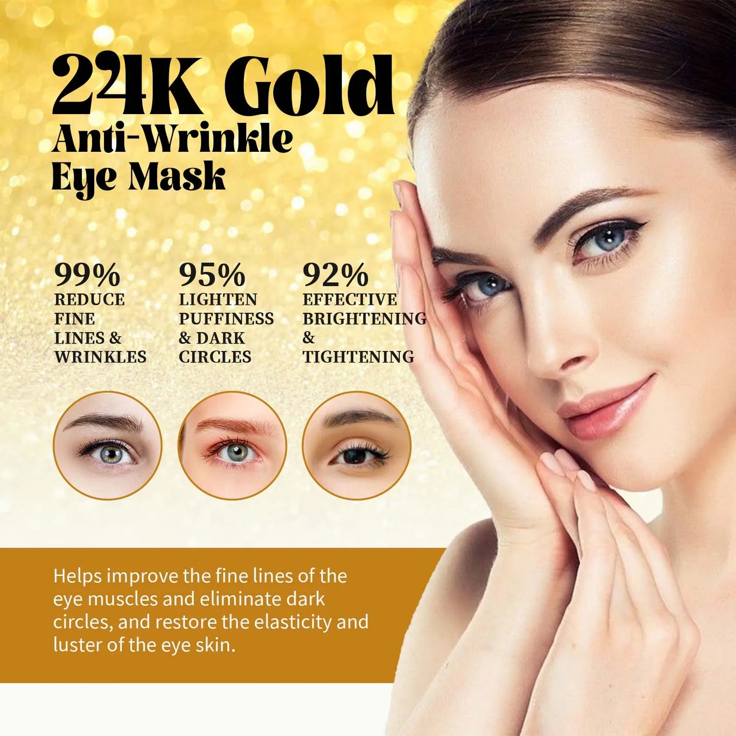 24K Gold Hydrating Eye Mask – 60 Pcs