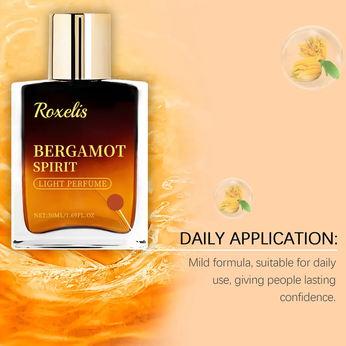ROXELIS Bergamot Spirit Light Eau de Parfum Fresh, Elegant & Long-Lasting, 50ml