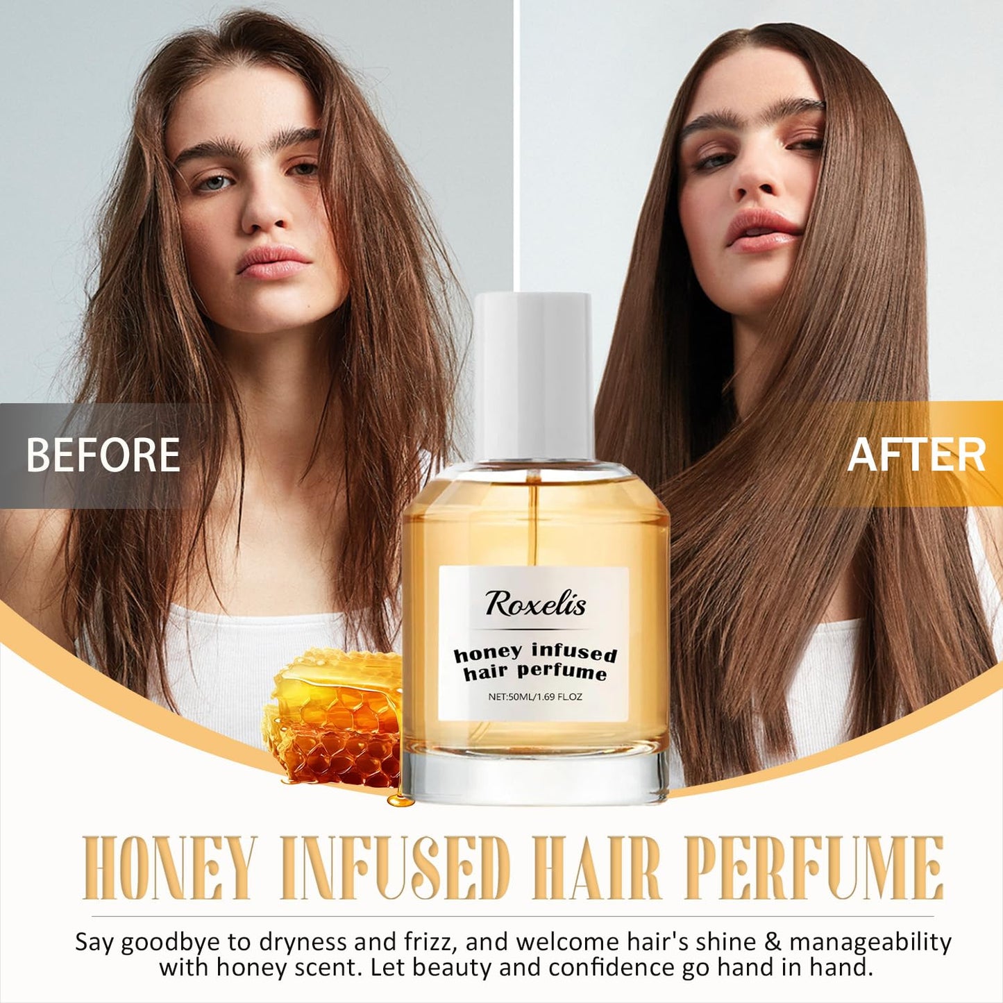 Roxelis Honey Glow Hair Perfume, Sweet Scent & Lightweight, 50ml