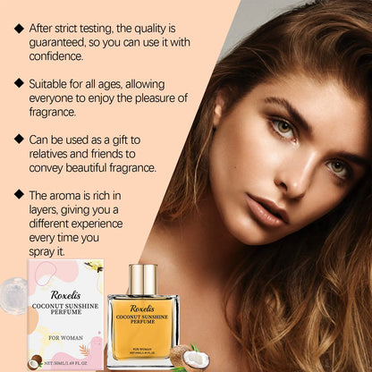 ROXELIS Coconut Sunshine Perfume Mist Tropical Summer Fragrance for Women, 50ml