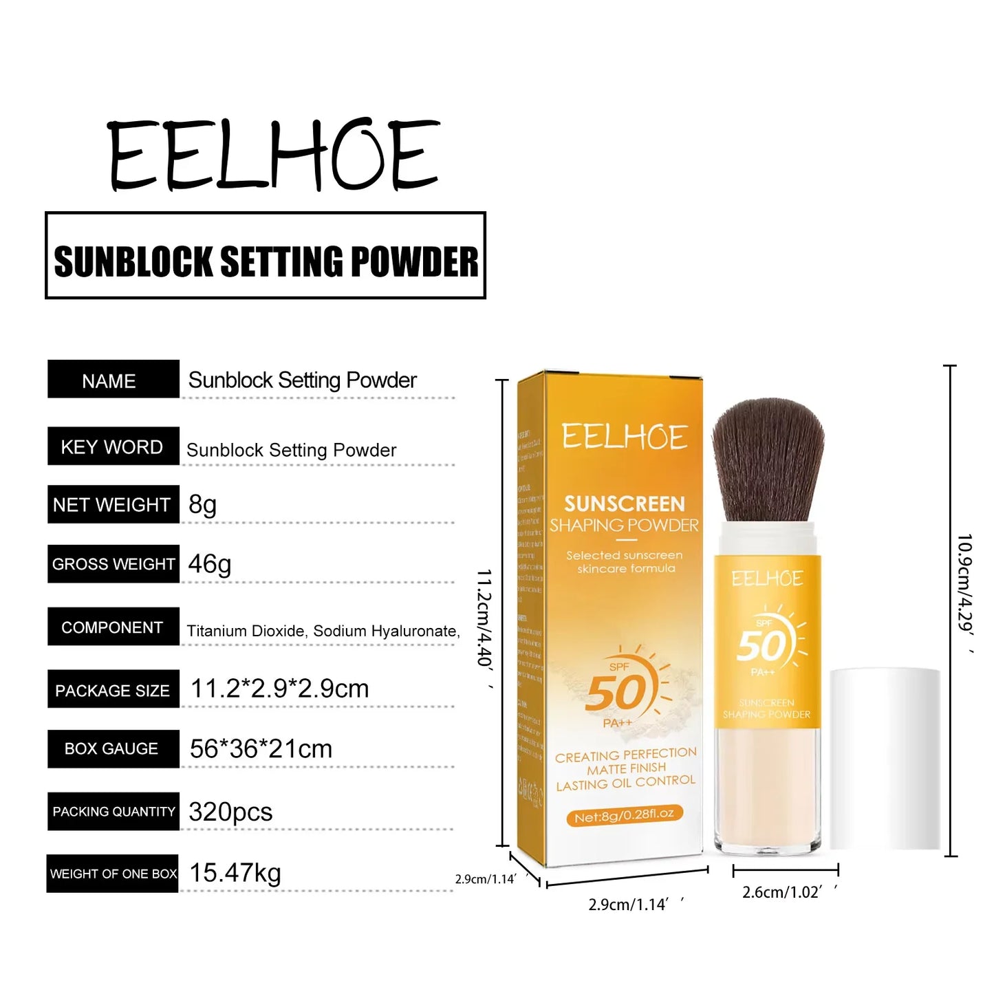 SPF50 Matte Setting Powder – Waterproof, Pore-Blurring, Travel Size (8g)