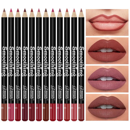 Matte Lip Liner Pencils (12 Shades) Precise, Bold & Long-Lasting Wear