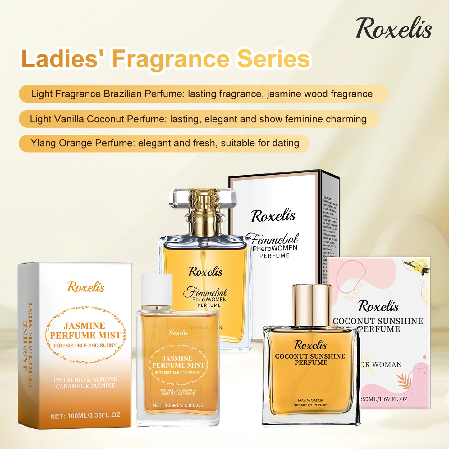 Roxelis Jasmine Perfume mist Body Spray Refreshing, Long-Lasting and 100ml