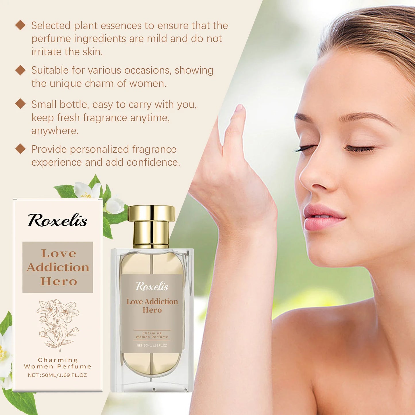 ROXELIS Charming Floral Perfume Captivating Long-Lasting Fragrance, 50ml
