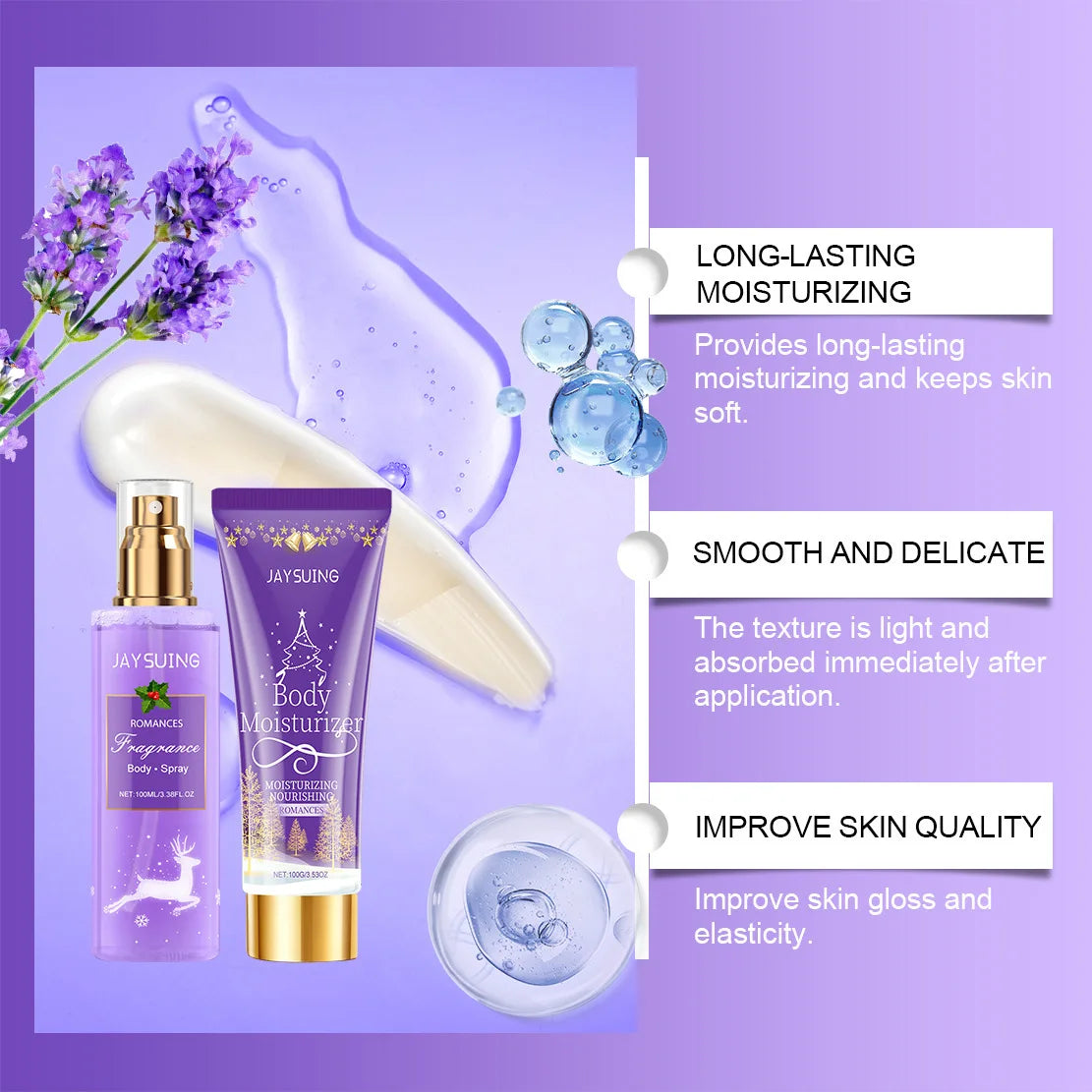 Jaysuing Body Spray & Moisturizer Set and Refreshing Daily Hydration, Fragrance