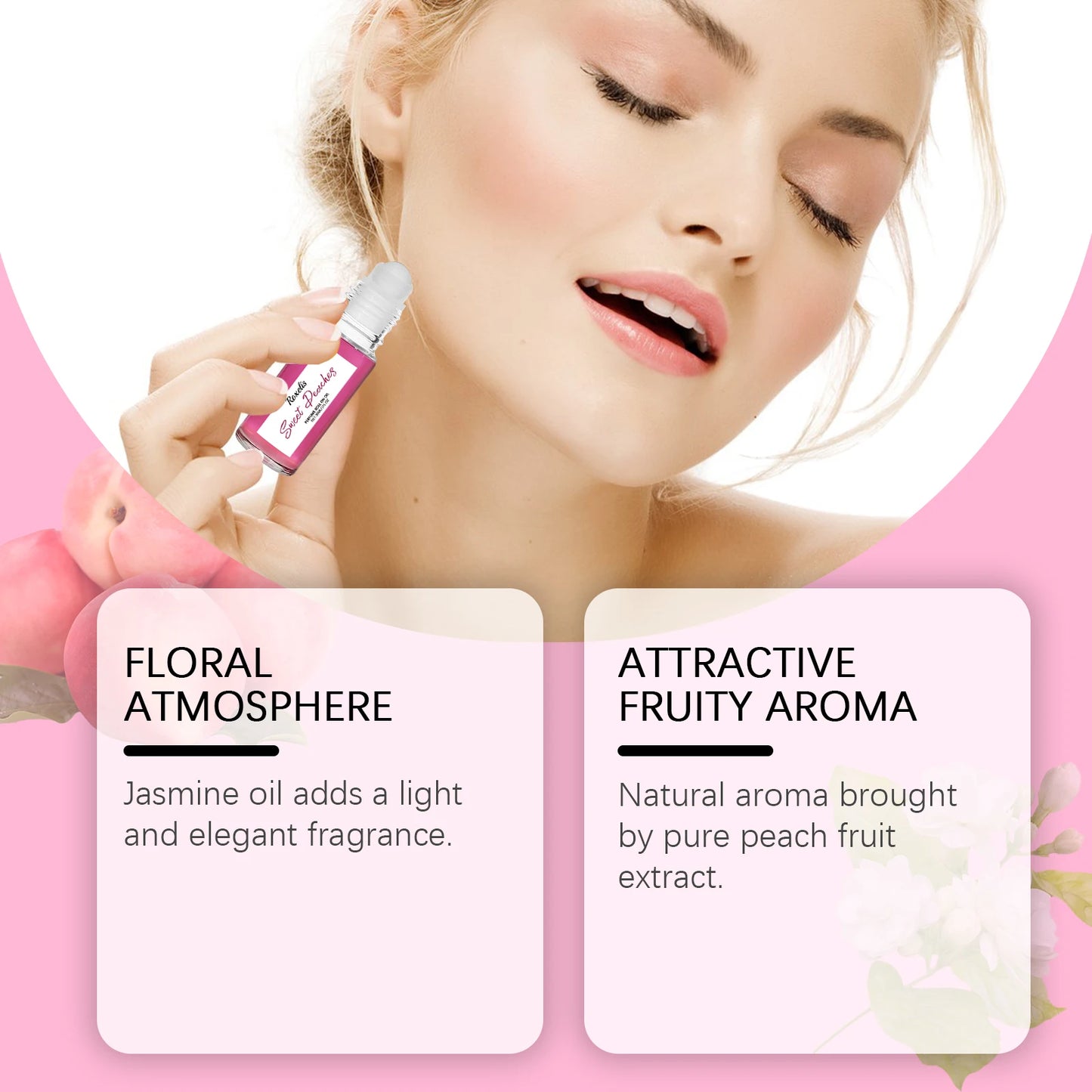 ROXELIS Pheromone Roller Perfume Sweet Peach Fragrance with Freshness, 30ml