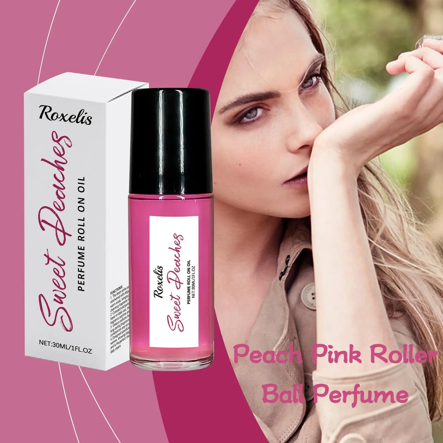 ROXELIS Pheromone Roller Perfume Sweet Peach Fragrance with Freshness, 30ml