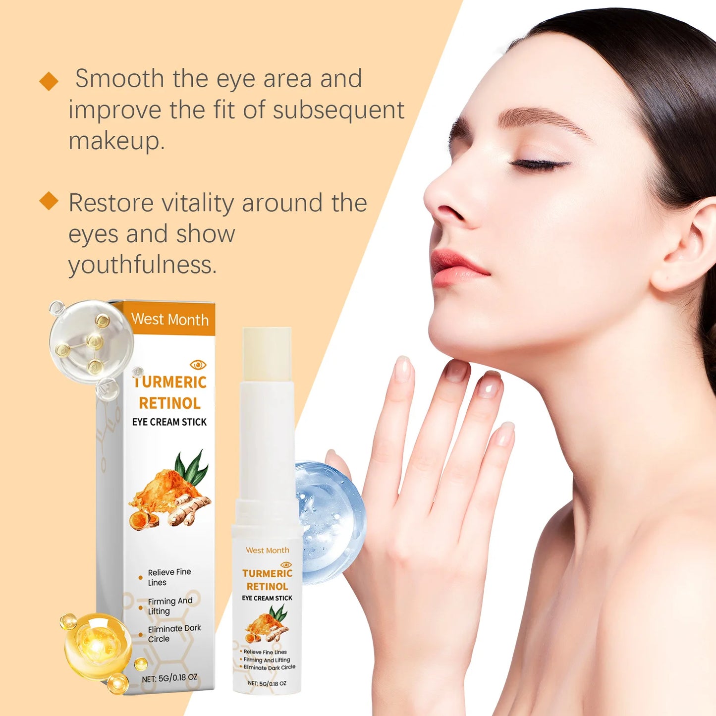 Turmeric & Retinol Eye Stick Reduces Puffiness and Dark Circles, 5g