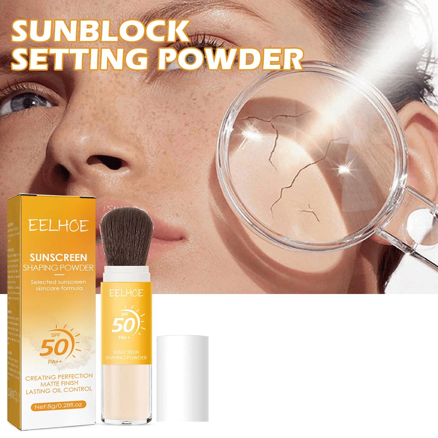 SPF50 Matte Setting Powder – Waterproof, Pore-Blurring, Travel Size (8g)