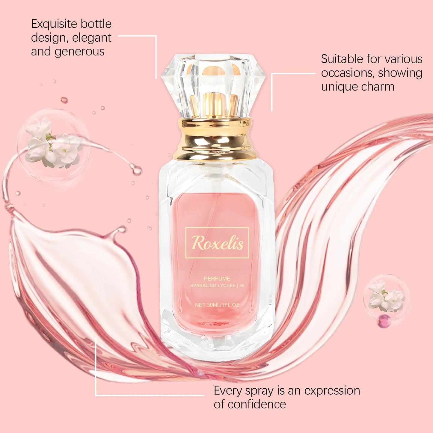ROXELIS Sparkling Lychee Perfume Fresh Floral Fragrance for Modern Men, 30ml