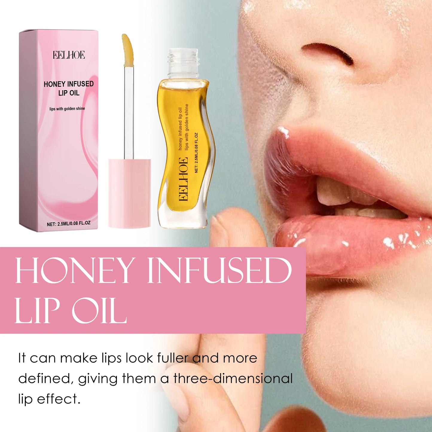 Honey Moisturizing Lip Oil Nourishing, Hydrating Shine, 2.5ml