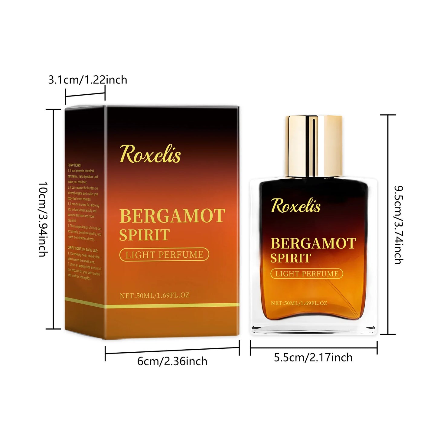 ROXELIS Bergamot Spirit Light Eau de Parfum Fresh, Elegant & Long-Lasting, 50ml