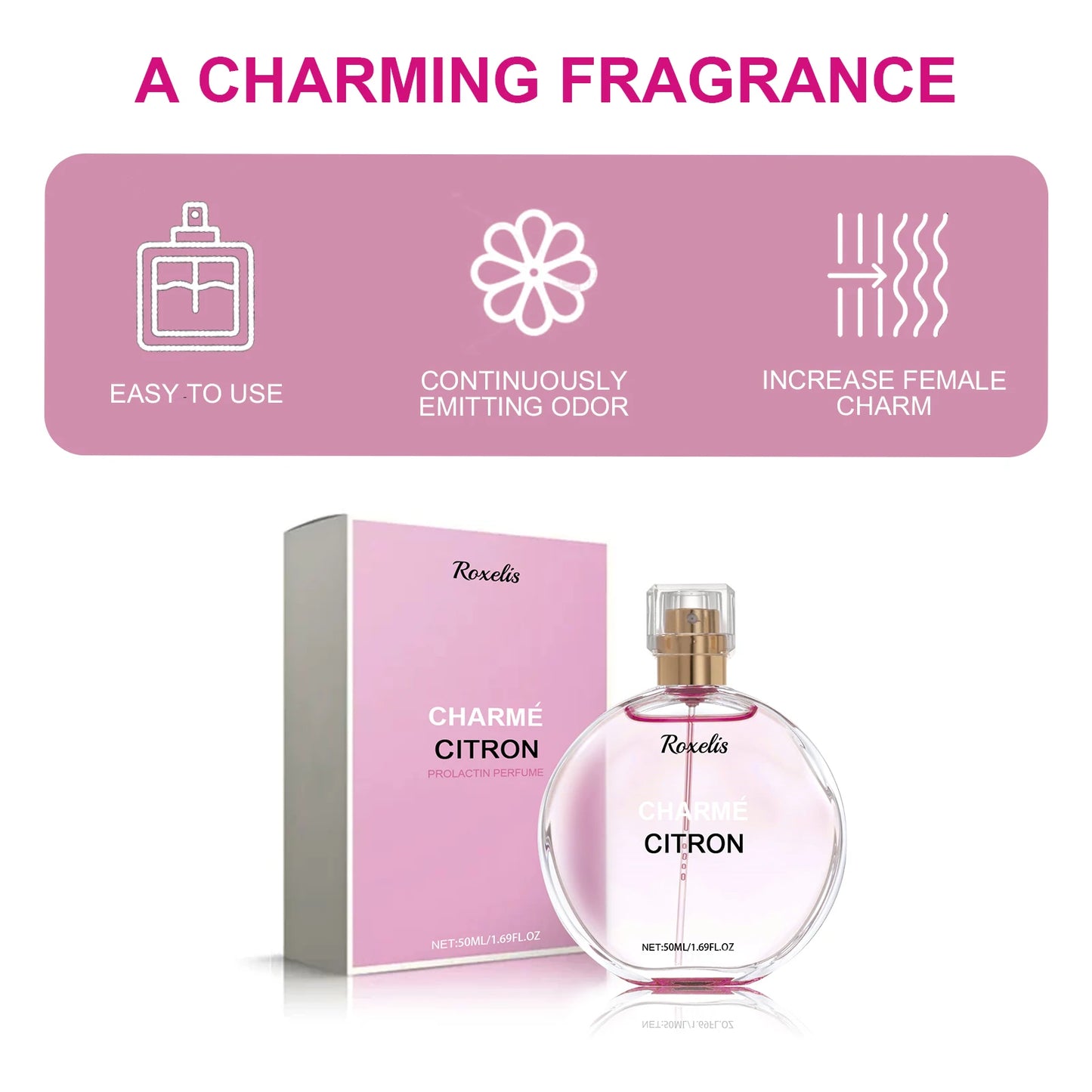 ROXELIS Charmé Prolactin Perfume Long-Lasting Citrus Floral, Unisex 30ml