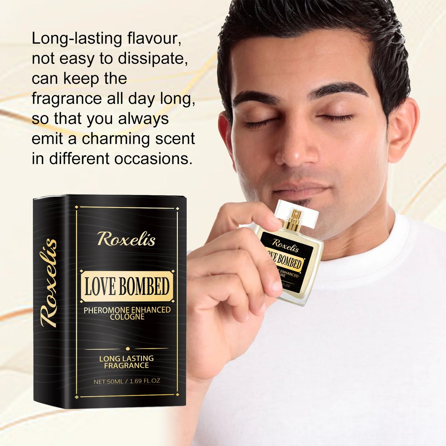 ROXELIS Men's Love Bombed Cologne Pheromone Infused, Bold & Long-Lasting, 50ml