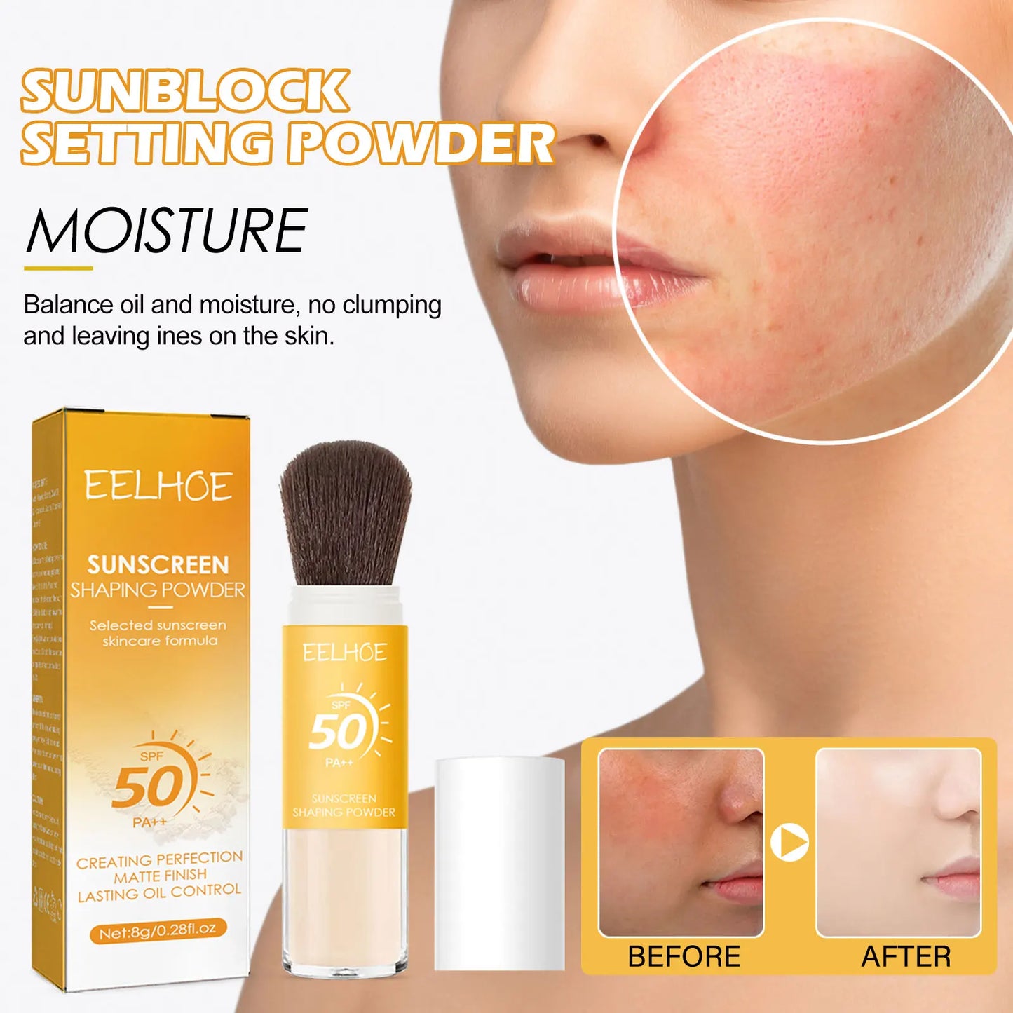 SPF50 Matte Setting Powder – Waterproof, Pore-Blurring, Travel Size (8g)