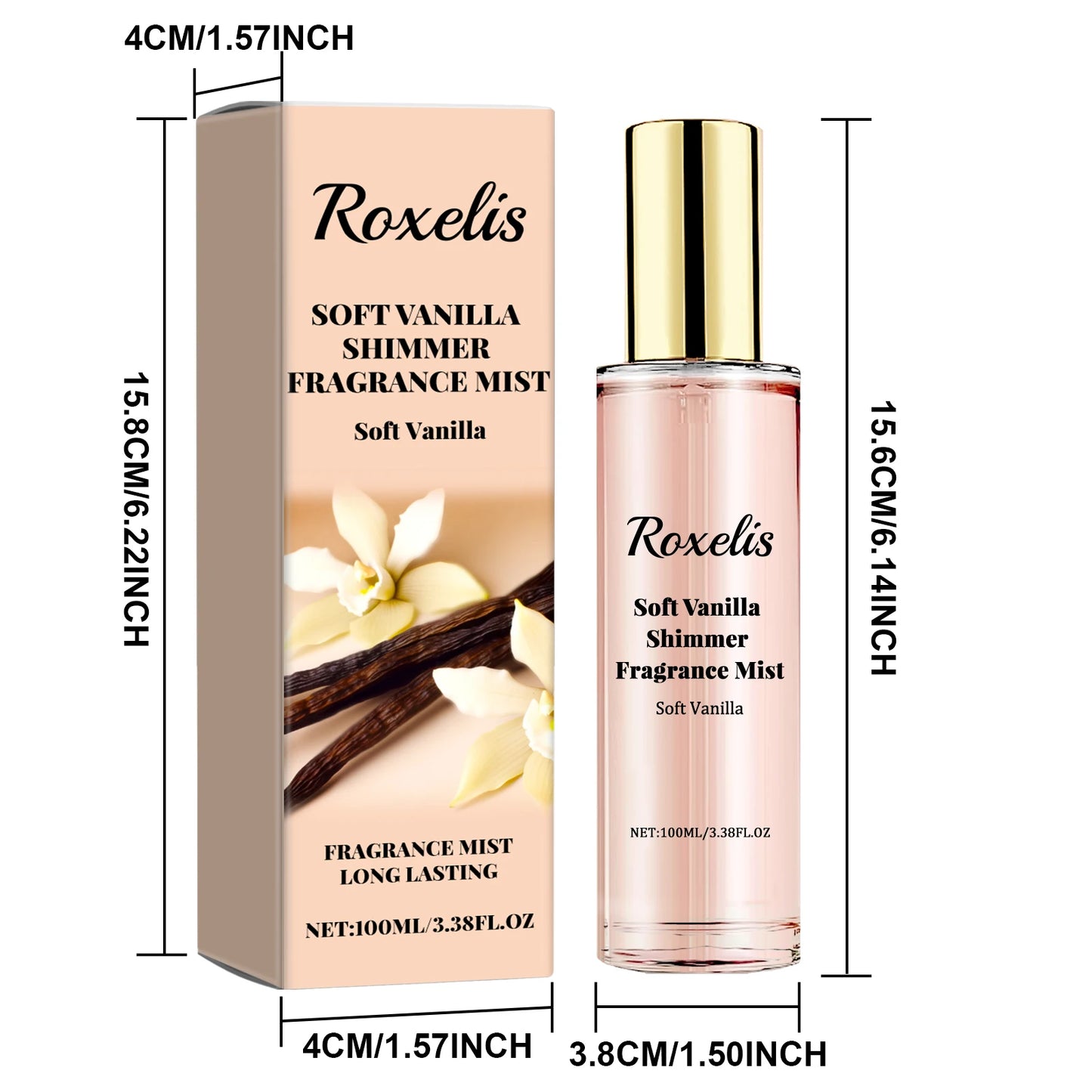 ROXELIS Soft Vanilla Shimmer Mist and Sweet Glow with Body Spray, 100ml