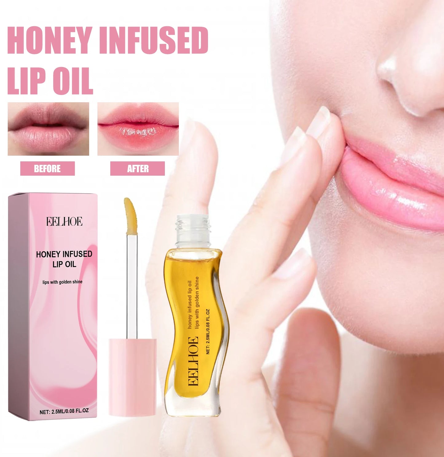 Honey Moisturizing Lip Oil Nourishing, Hydrating Shine, 2.5ml