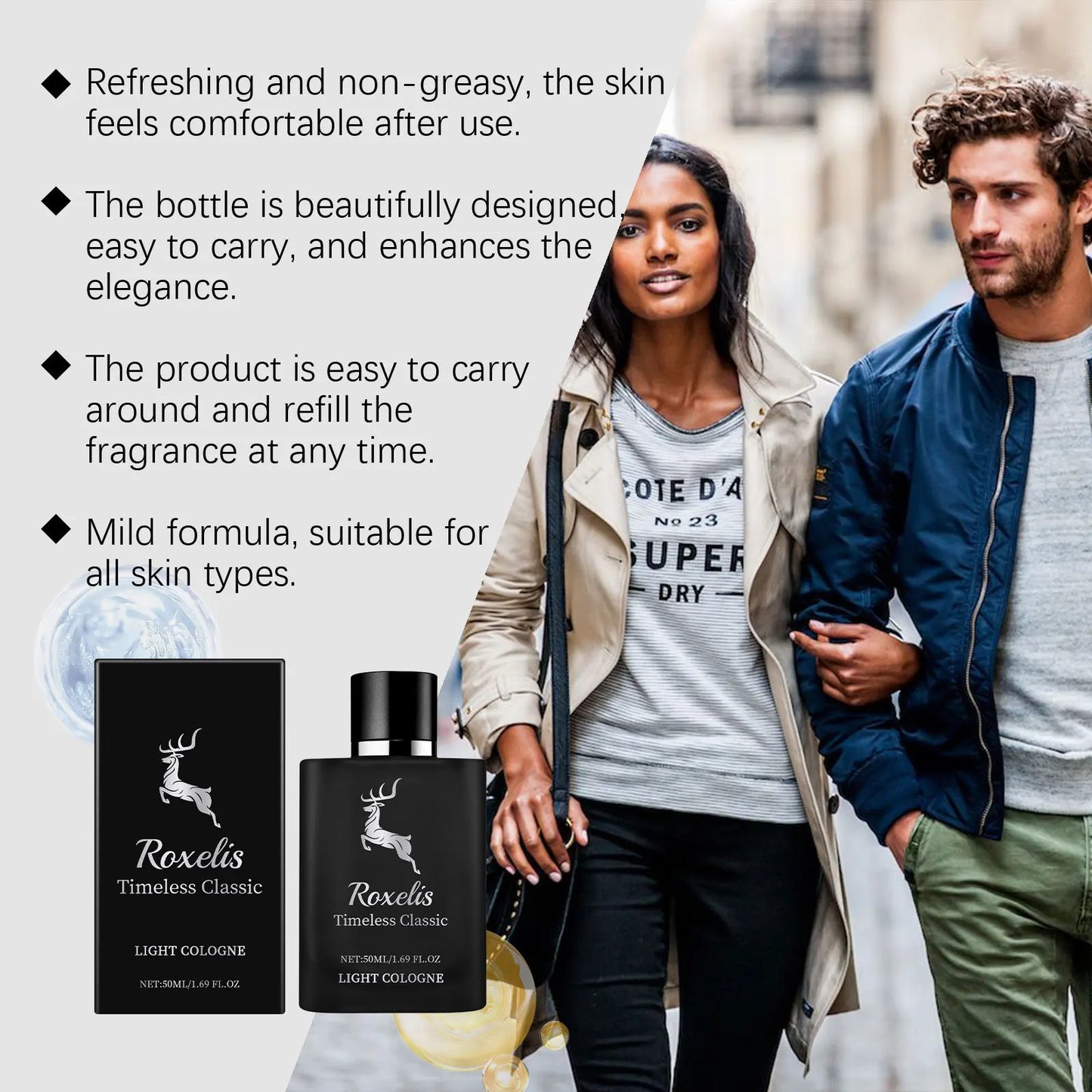 ROXELIS Timeless Classic Cologne for Men Long-Lasting Fresh and Masculine Scent, 50ml