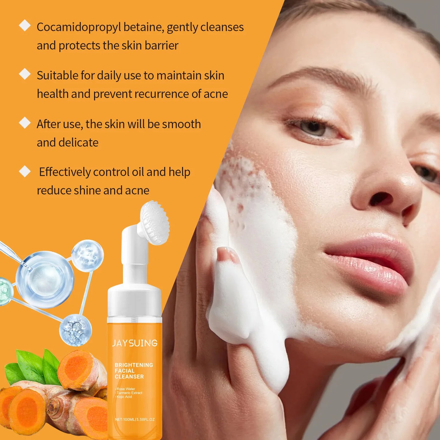Kojic Acid & Turmeric Face Cleanser – Brightening, Acne-Fighting & Exfoliating