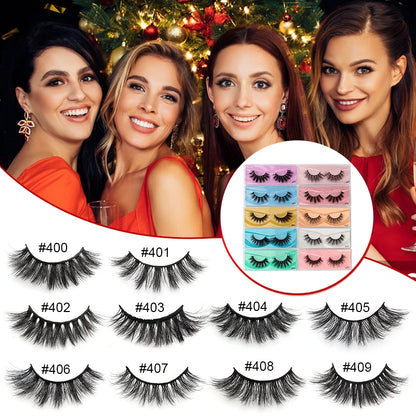 Reusable 3D Mink Eyelash Set (20 Pairs) Bold, Fluffy, and Long-Lasting Volume