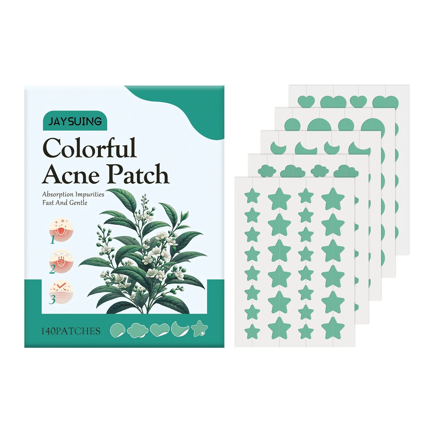 140 Green Acne Patches for Scar Repair