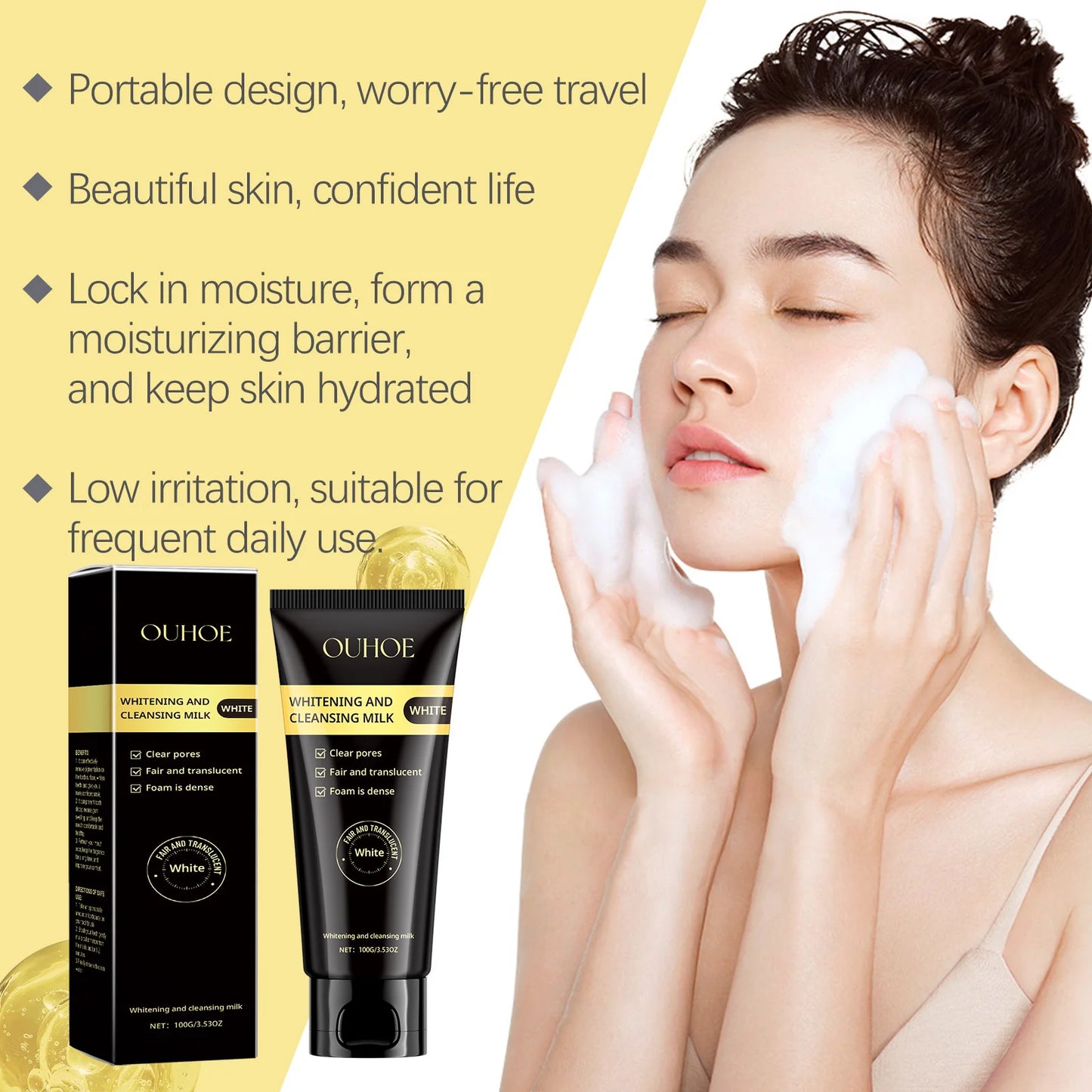 OUHOE Whitening & Cleansing Milk Brightening and the Gentle Face Cleanser, 100g