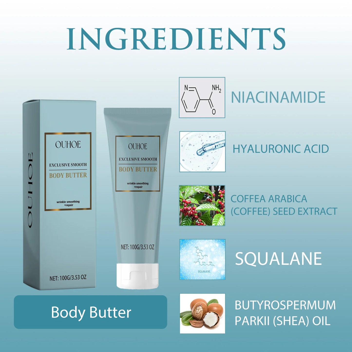 OUHOE Smooth and Nourish Body Butter Hydrating, Softening and Nourishing, 100g