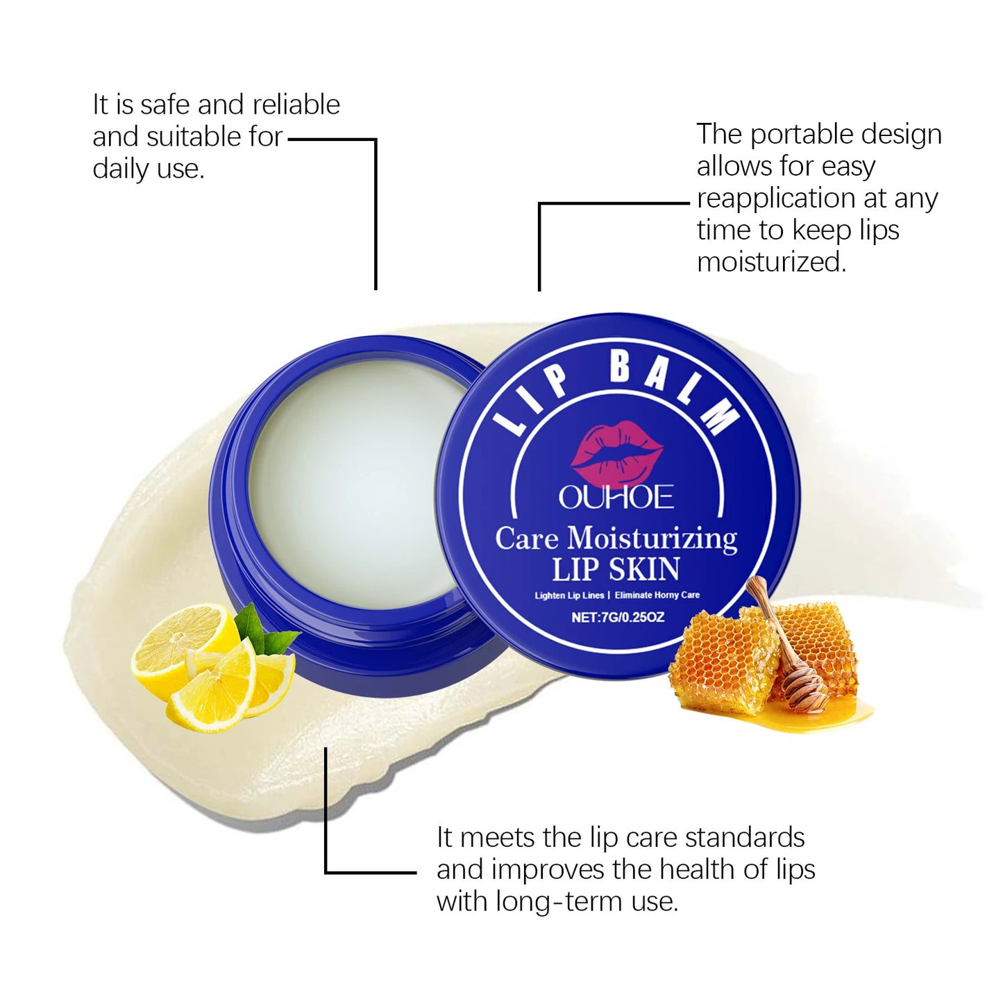 Hydrating Lip Balm Repairs Dry Lips, Soft & Nourishing, Non-Sticky, 7g