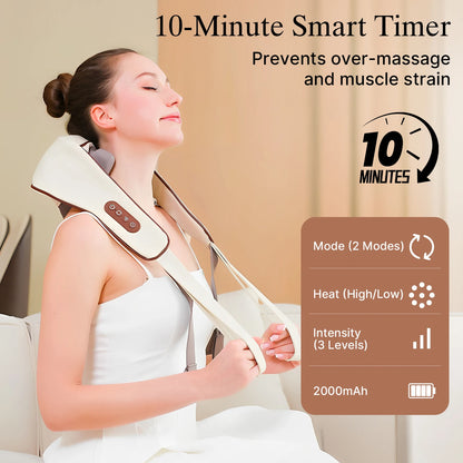 Cordless Neck & Shoulder Massager with Heat – Deep Tissue Pain Relief
