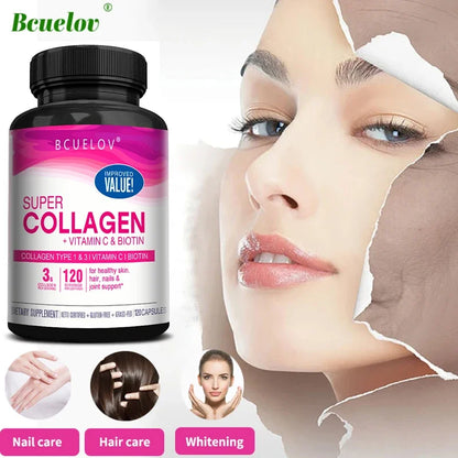 Collagen Capsules with Vitamin C – Supports Hair, Skin & Joint Health, 120 Count