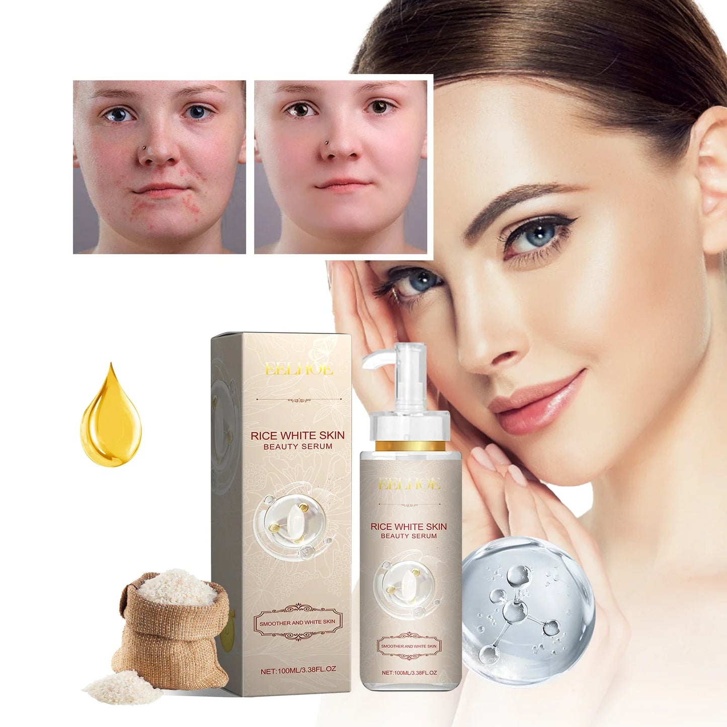 EELHOE Brightening Face Serum B3, Vitamin C, Anti-Aging & Acne Care