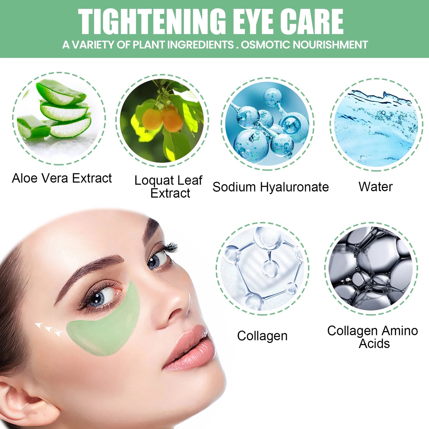 Aloe Vera Under-Eye Patches Reduces Puffiness and Dark Circles, 30 Pairs