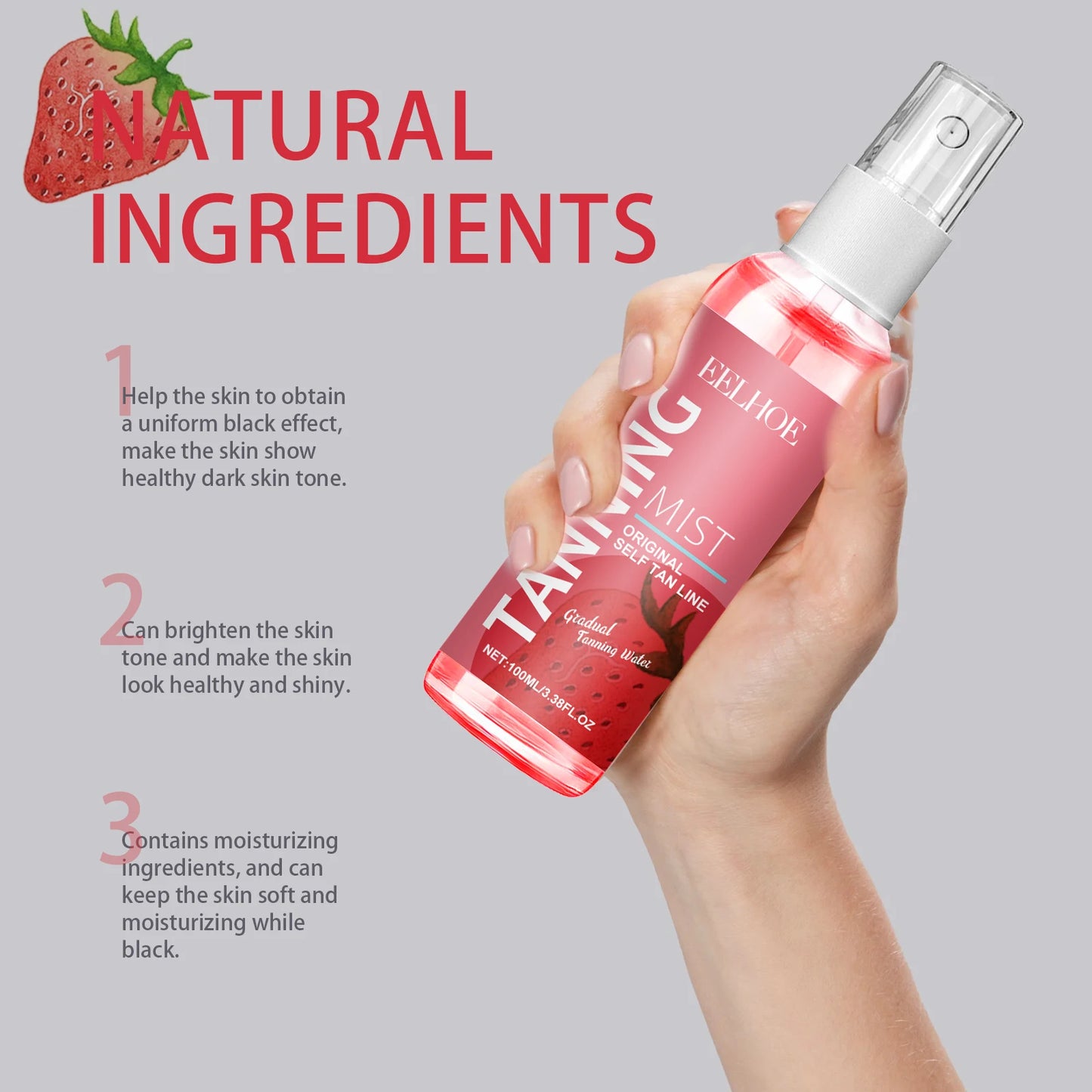 Natural Sunless Tanning Spray – Face & Body, Quick-Dry, 100ml