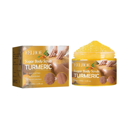 EELHOE Sugar Body Scrub Turmeric, and Exfoliating and Nourishing, 100g