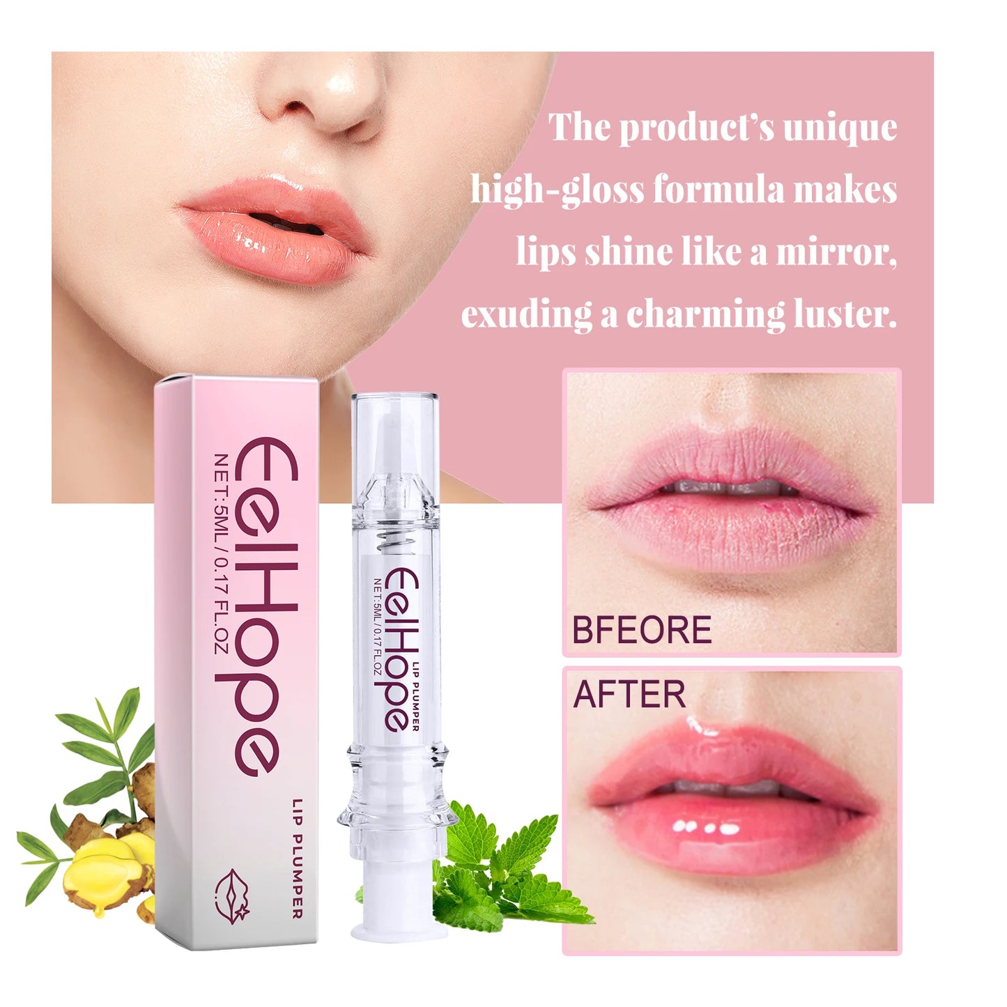 EelHope Lip Plumper Gloss Instant Volume, Hydration & Nourishing Shine