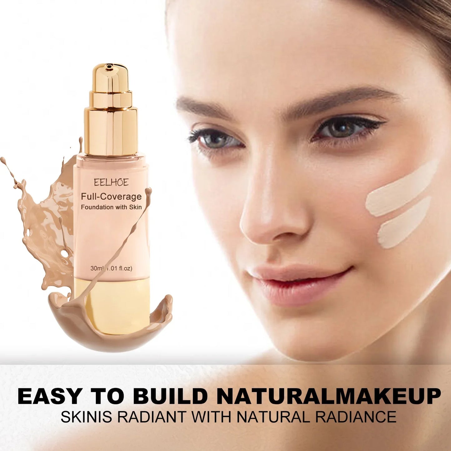Oil-Control Liquid Concealer Foundation 30ml High Coverage & Hydrating