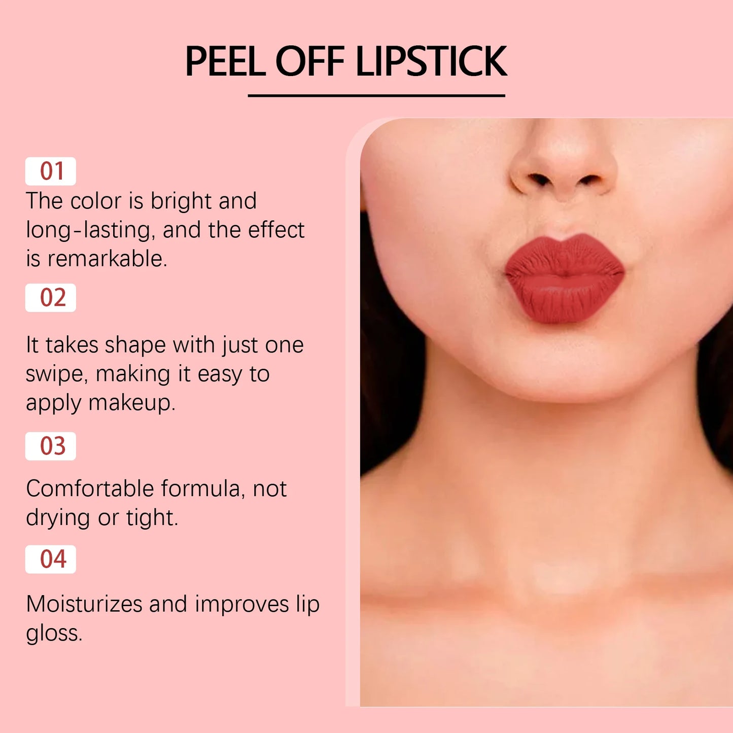 EELHOE Peel-Off Matte Lipstick Long-Lasting, Smudge-Proof, Vibrant Color