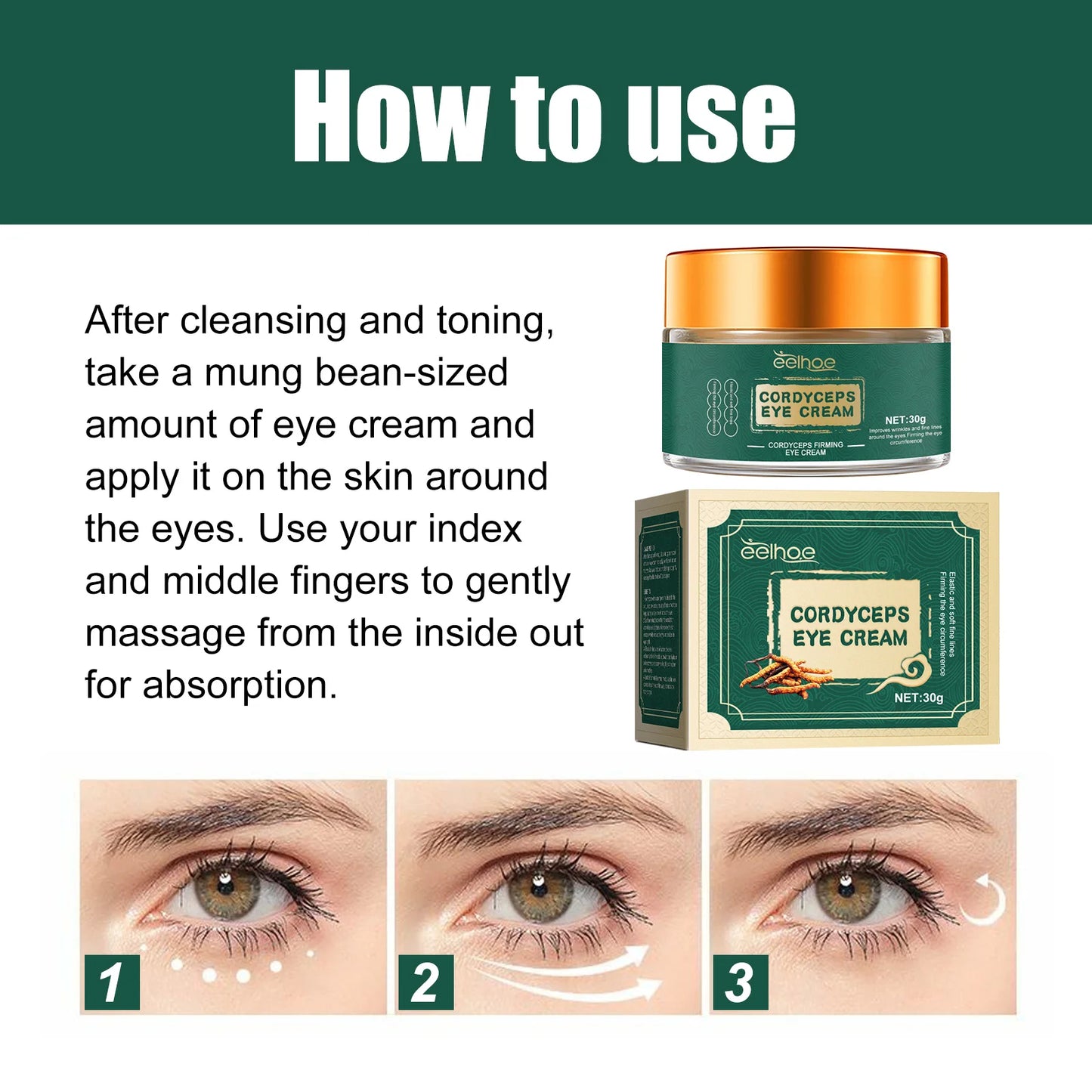 Cordyceps-Infused Formula Nourishes and the revitalizes delicate under-eye skin