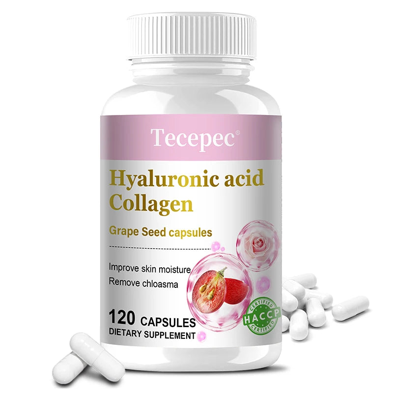 Collagen & Hyaluronic Acid Capsules with Grape Seed – Anti-Aging Skin Support, 120 Count