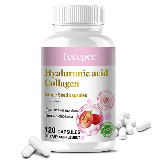 Collagen & Hyaluronic Acid Capsules with Grape Seed – Anti-Aging Skin Support, 120 Count