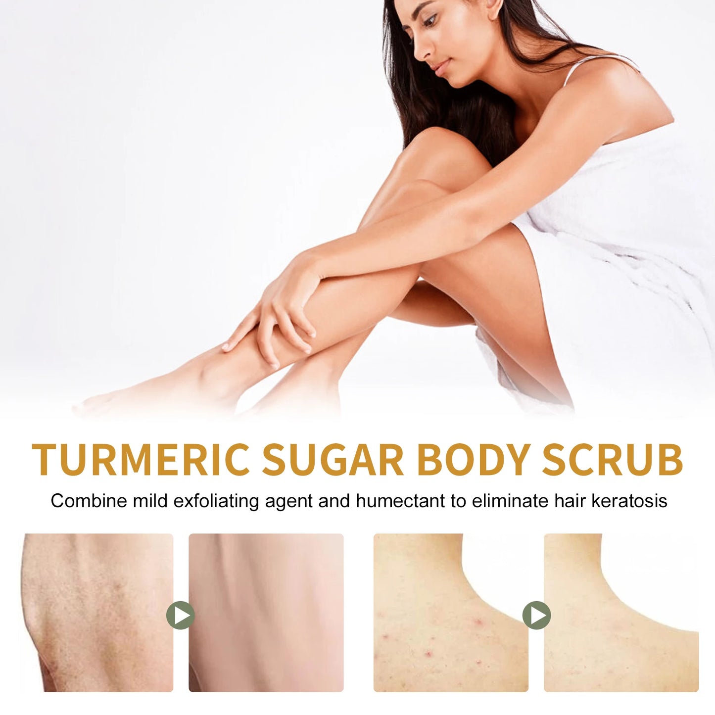 EELHOE Sugar Body Scrub Turmeric, and Exfoliating and Nourishing, 100g