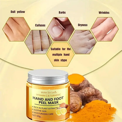 Vitamin C, Turmeric Hand& Foot Peel Mask Exfoliating, Brighten & Nourishing, 50g