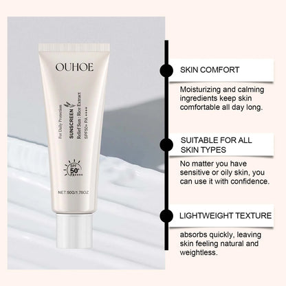 OUHOE Relief Sun Rice SPF50+ High Protection, Hydrating and Lightweight, 50g