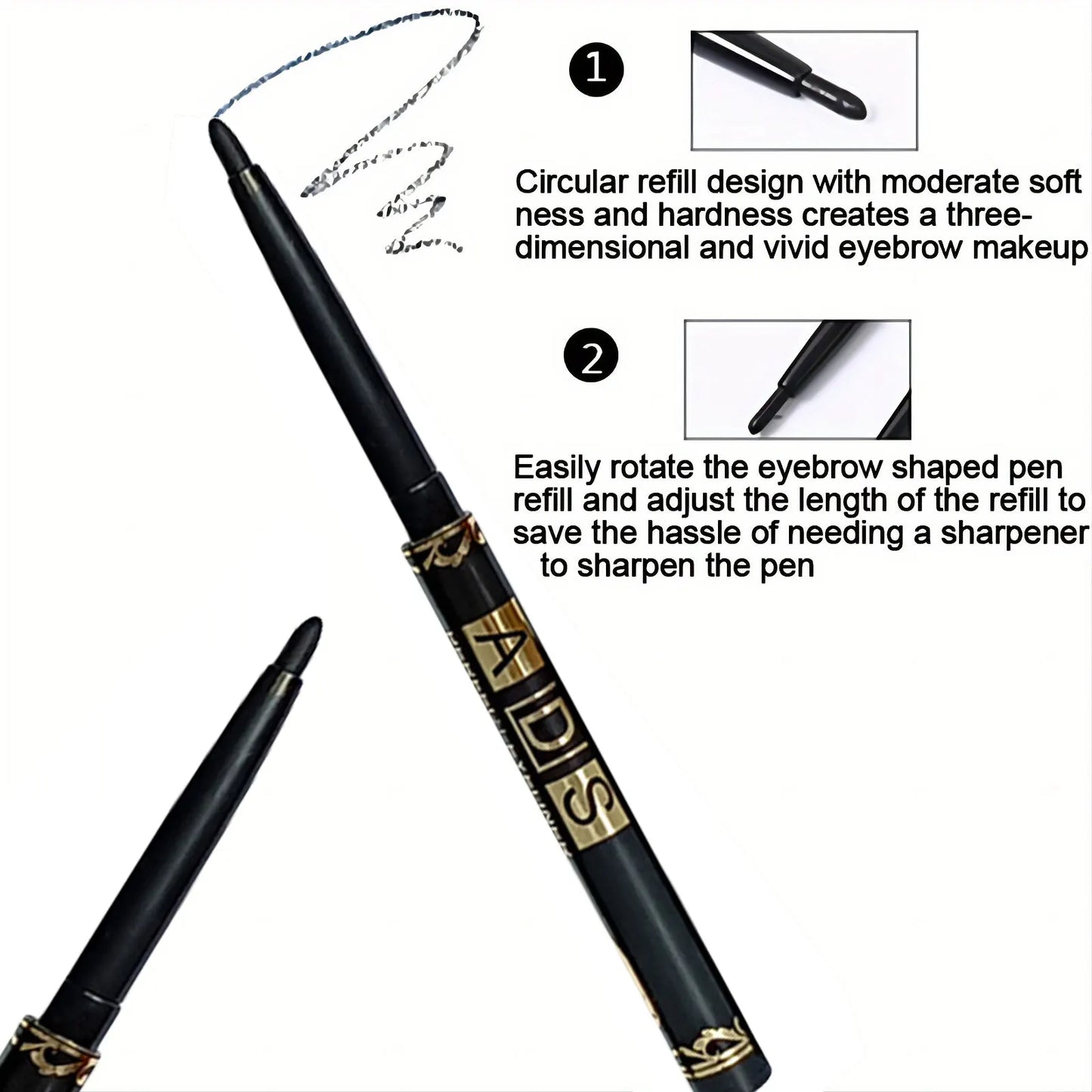 Three ADS Water proof Black Eyeliner Pencils