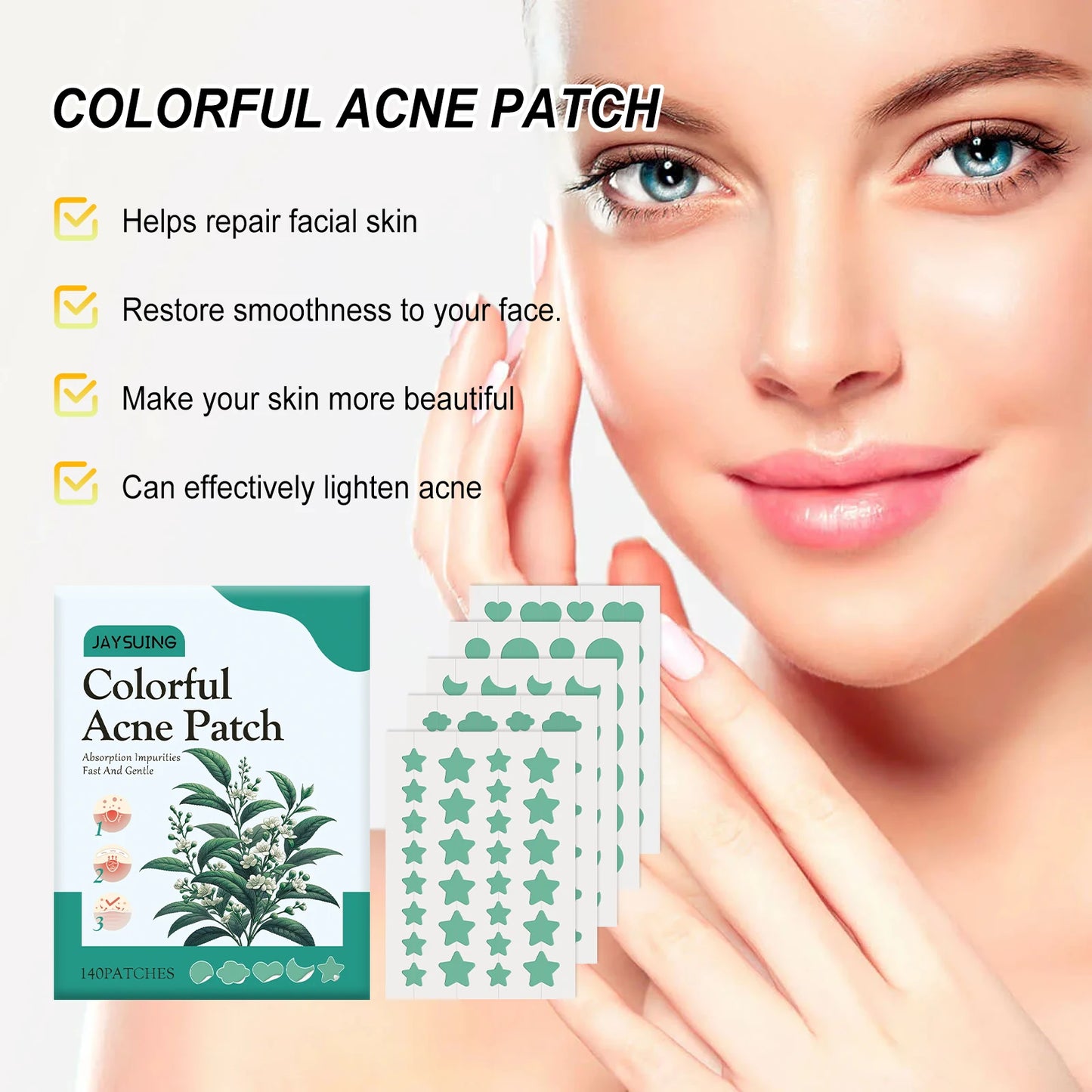 140 Green Acne Patches for Scar Repair