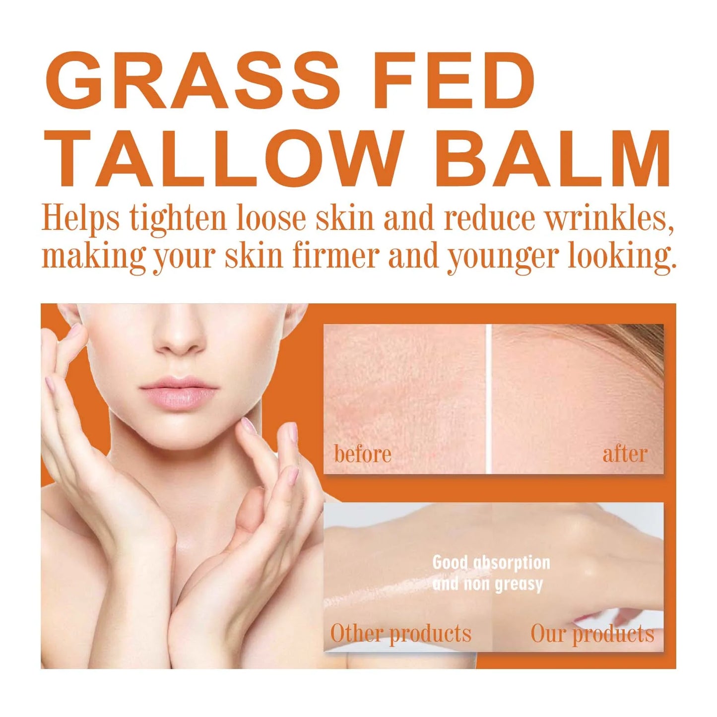 EELHOE Raw Tallow Balm Nourishing, Moisturizing and the Soothing, 100g